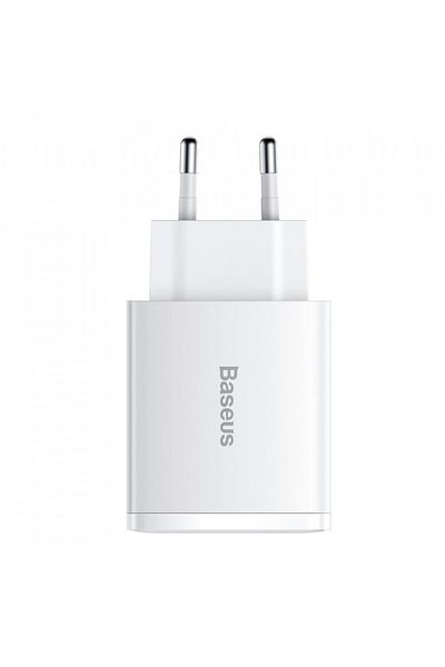 Baseus Compact wall charger, USB-C, PD, 30W and 2x USB-A, QC 3A, (CCXJ-E02) - White