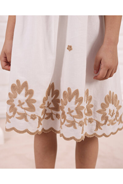 Serkon BABY Patterned 100% Cotton Lined Ruffle Girl's Dress