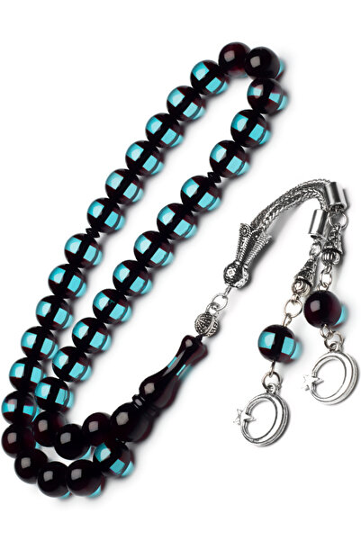 EHİNOS سبحة رجالية من العقيق البرتقالي على شكل نجمة وقمر