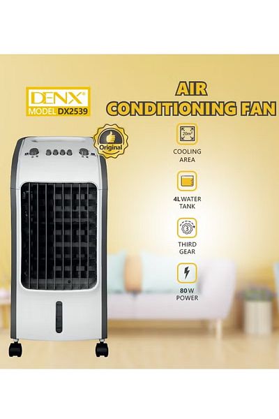 Denx DX2539 portable water-operated desert air conditioner with a tank capacity of 4 liters, designed