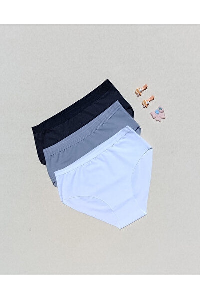 siyalife Chiloți de damă din Lycra, fără sudură, tăiat cu laser, fără marcaj, 3 piese, slip bikini