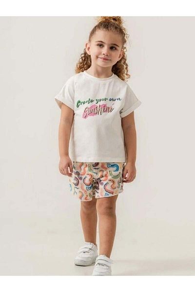 Zekids Girl's Cotton Woven Shorts T-Shirt Set