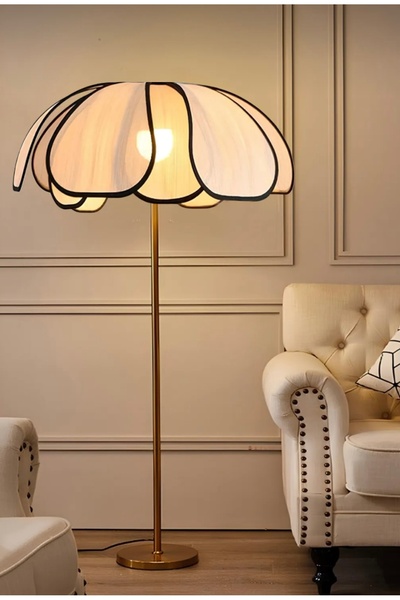 Buiva Modern Lambader İskandinav Boheme Jumeria Burenze Dekoratif Lambader Metal Gövde Ekru Kumaş Abajur