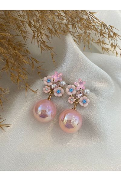BİJUTERİX Flower Earrings with Pearls