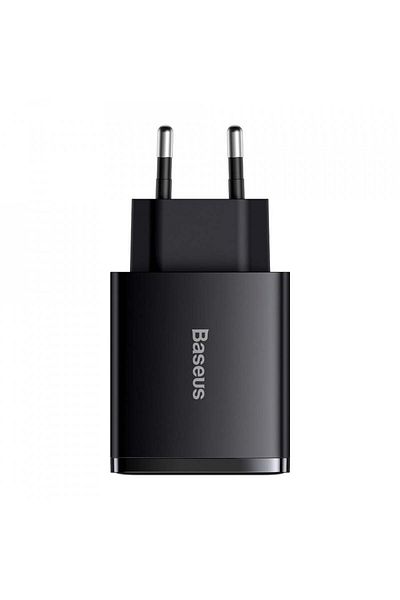 Baseus Compact Wall Charger, Usb-c, Pd, 30w And 2x Usb-a, Qc 3a, (CCXJ-E01) - Black