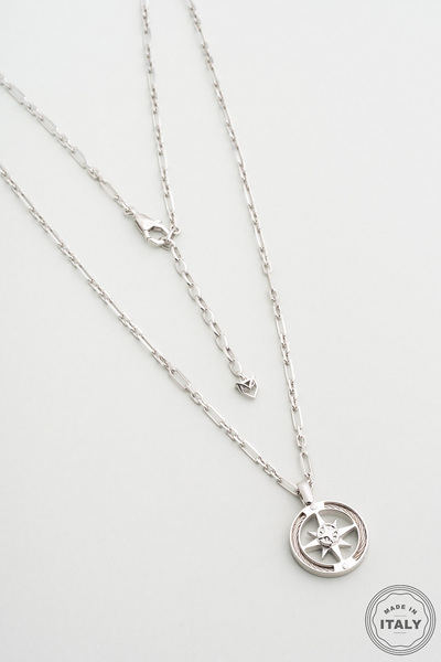 So CHIC... İtalyan Denizci 65 Cm Gümüş Erkek Pusula Kolye