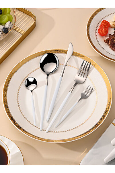 sharpdo SUNHOME 30-Piece Stainless Steel Cutlery Set White/Silver