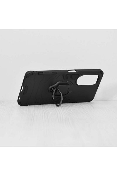 SKYDDAR INNOVATION Husă pentru Oppo A98 5G, protecție din silicon, cu inel magnetic, antișoc, set autocolante, neagră
