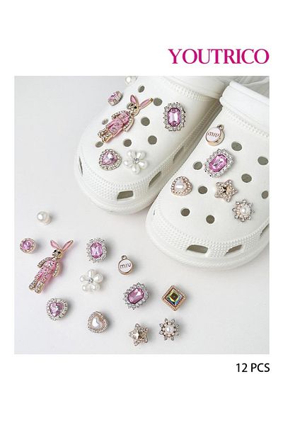Youtrico 12pcs Alice Rabbit Pearl Charms for Crocs - Luxury DIY Slipper Ornament