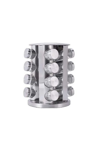 Rovitech Set of 16 spice containers, rotating metal stand