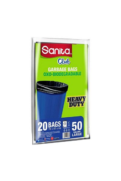 Sanita 20-Piece Biodegradable Recyclable Large Garbage Bag Black 50 Gal