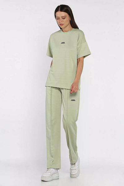 GÜLSELİ Mint Women's Çima Detailed Embroidered Trousers T-Shirt Double Set