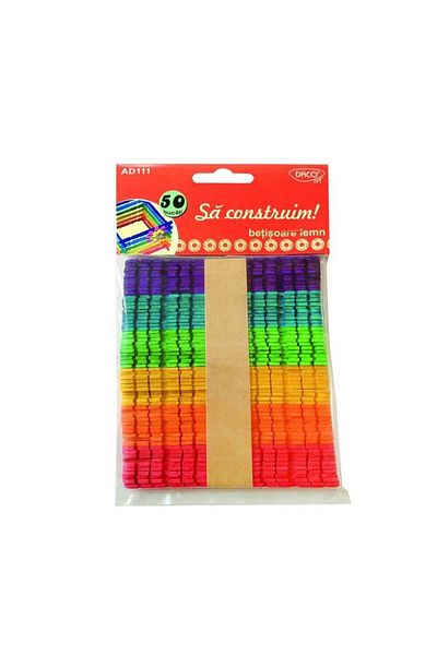 daço Daco Wood Sticks, 50 pcs/Set, 114x10x2 mm, Multicolor