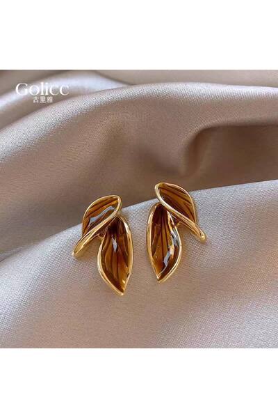 çelik takı design أقراط من الفولاذ المقاوم للصدأ مزخرفة بشكل رائع من الحجر البني