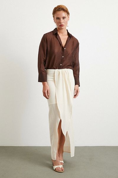 Never more Front Tie Skirt Cream