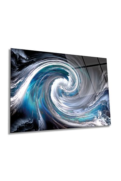 Rosyvien Tablă de sticlă orizontală Blue Swirl, Modernă, Decor de perete pentru casă și birou, Cadou de lux