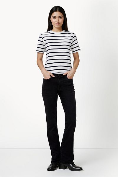 French Connection Stripes Cotton Blend Crew Neck T-Shirt