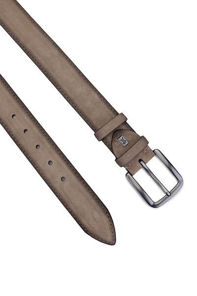 Tamer Tanca Men's Genuine Leather Taupe Suede Sports Belt