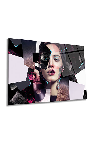 Rosyvien Colaj Portret de femeie Pictură orizontală pe sticlă, artă curajoasă...