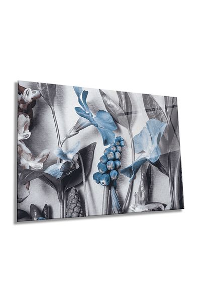 Rosyvien Blue Lily Flower Οριζόντια Γυάλινη Πίνακας, Φύση, Διακόσμηση Τοίχου Σπιτιού και Γραφείου, Δώρο πολυτελείας