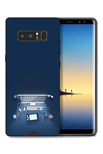 Tolwak غطاء حماية لجهاز سامسونج جالكسي نوت 8 بتصميم فني على مكتب الكمبيوتر