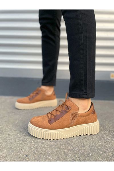 TB Terzi Bey Tb502 Bold Lace-Up Suede Men's Casual Sneaker Shoes Skt - Tan
