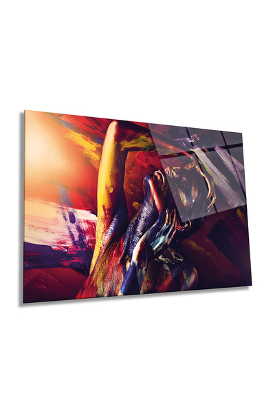 Rosyvien Pictură artistică de sticlă orizontală pentru femei, modernă, decor ...