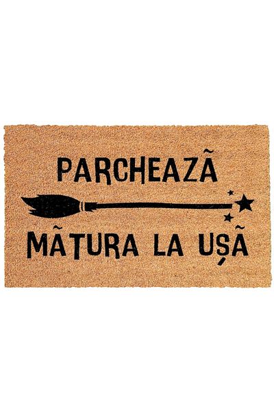 OEM Halloween personalized entrance mat with broom and message - park the broom at the door, 40x60 cm