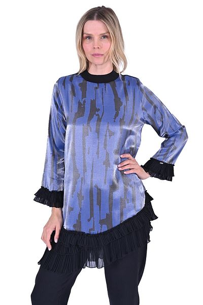 Invee Chiffon Pleated Tunic Dark Blue