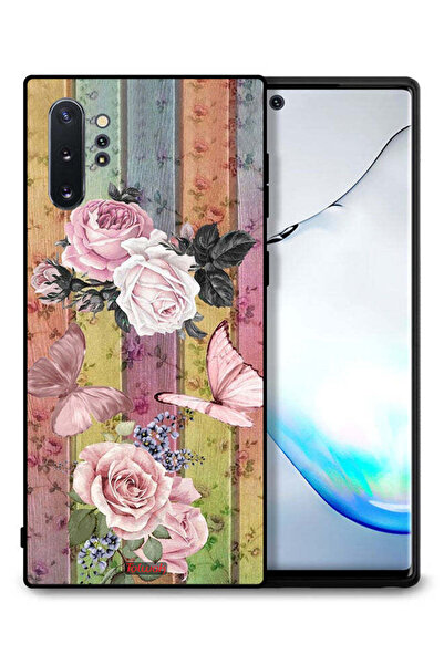 Tolwak غطاء حماية لهاتف سامسونج جالكسي نوت 10 بلس بنقشة فراشات الخوخ والورود