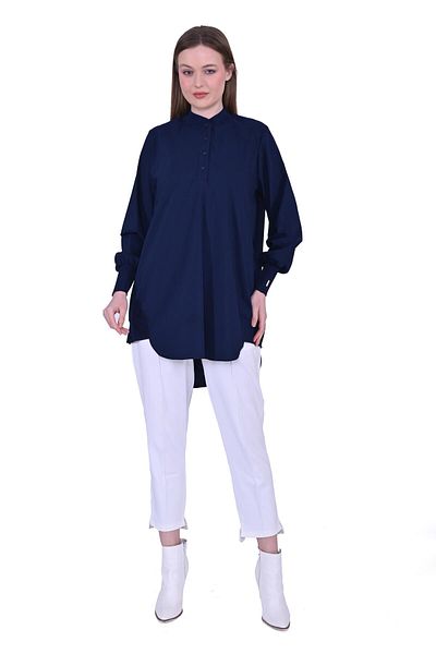 Invee Tunic with Patch Dark Blue