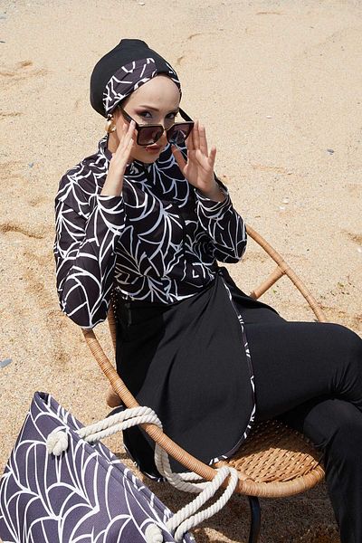 EBRUTESETTÜR Front Half Zipper Skirt Allerli Hijab Swimsuit