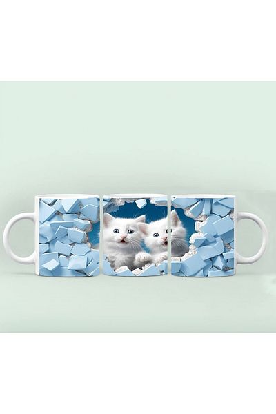 RHG Art Colorful Eyed Cat Mug / 3 Effect Cat Printed Mug Coffee Cup 300 ml