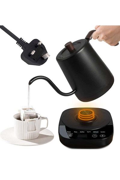 COOYA Electric Gooseneck Kettle 0.8L, 304 Stainless Steel Constant Temperature,1000W,Matte Black