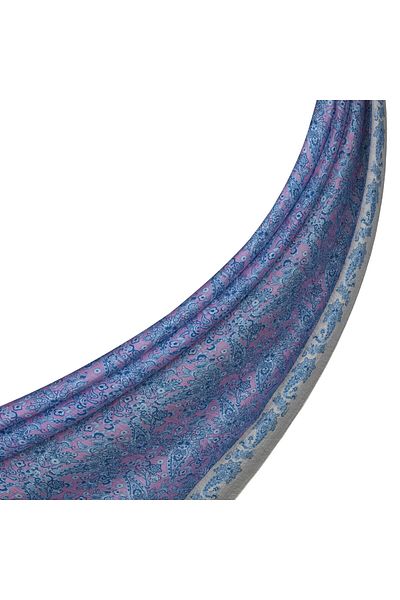 ipekevi Cream Blue Mesopotamia Model 06 Patterned Shawl