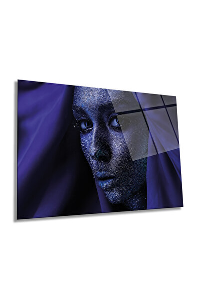 Rosyvien Γυναικείο οριζόντιο γυάλινο τραπέζι με μωβ γκλίτερ μακιγιάζ, Brave A...