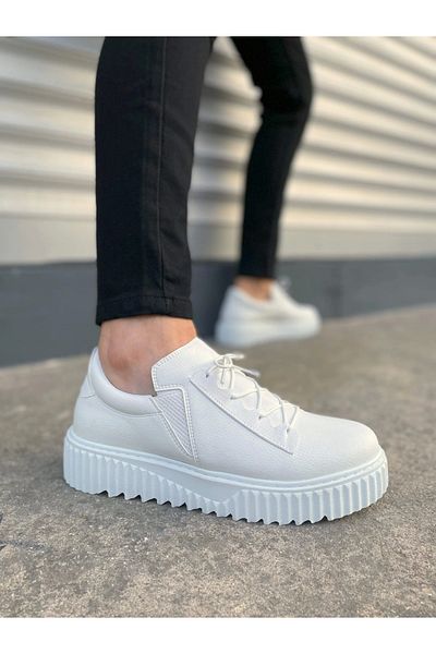 TB Terzi Bey Tb502 Bold Lace-Up Skin Men's Casual Sneaker Shoes Cbt - White