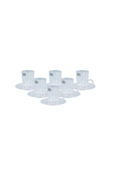 Solitaire Crystal 12-Piece Square Trudeau Turkish Cup and Saucer Set