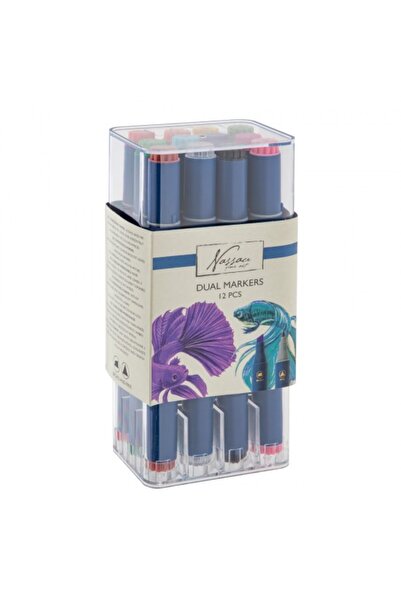 GRAFİX Markere cu vârf dublu Nassau Fine Art, set de 12 culori