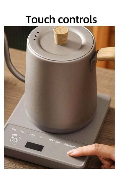 COOYA 1000W Rapid Heating Electric Boiler with 5 Temperature Control Model,304 Stainless Steel 800ML Black