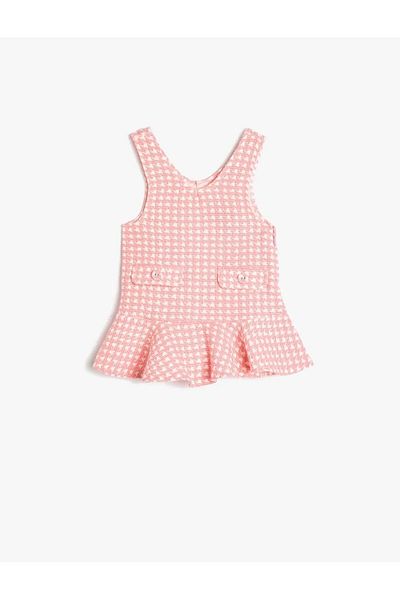 Koton Cotton Tweed Gilet Dress with Pocket Detail