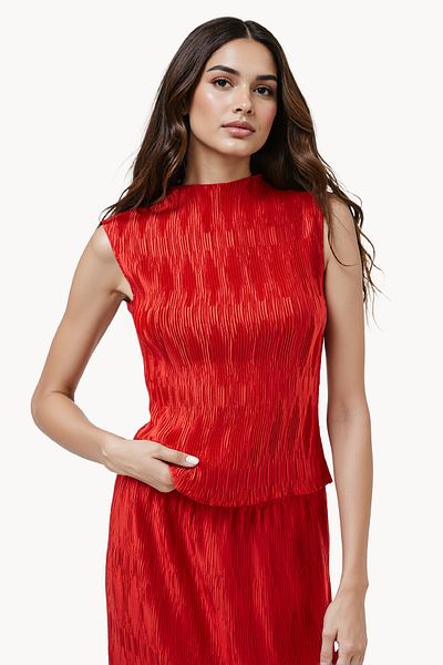 French Connection Waffle Textured High Neck Top