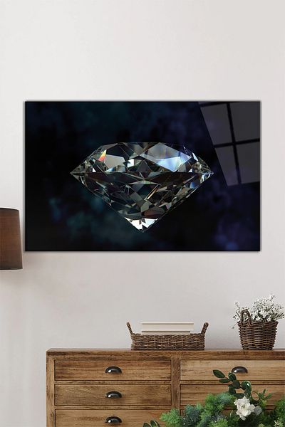 Rosyvien Pictură pe sticlă orizontală cu diamante strălucitoare, modernă, decor de perete pentru casă și birou, cadou de lux