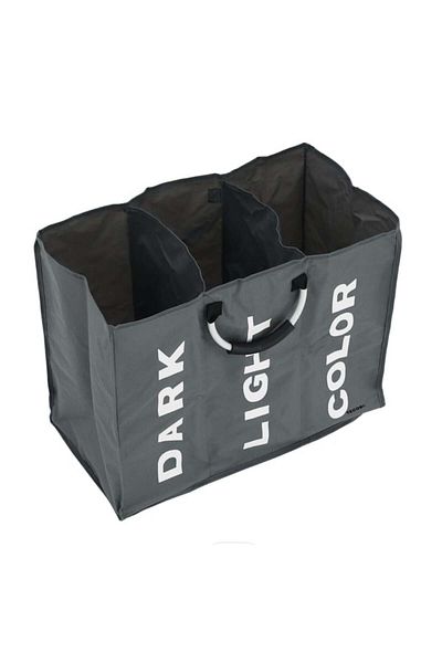 TECOS Aluminum and Textile Basket, For Dirty Laundry Or Storage, , 60x32x39 Cm, 3 Compartments