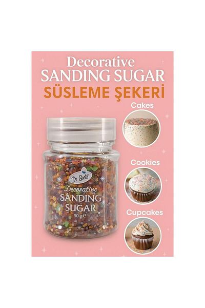 Dr. Gusto Colored Sanding Sugar Mix 50 Gr – Edible Pastry and Dessert Decoration Sugar
