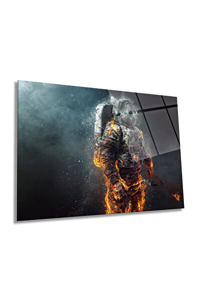 Rosyvien Astronaut înghețat în spațiu Pictură orizontală pe sticlă, univers ș...