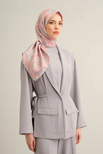 Armine Μεταξωτό φουλάρι Sura 9304DS Ethnic Σάλι Μοτίβο Τυρκουάζ-Ροζ-31