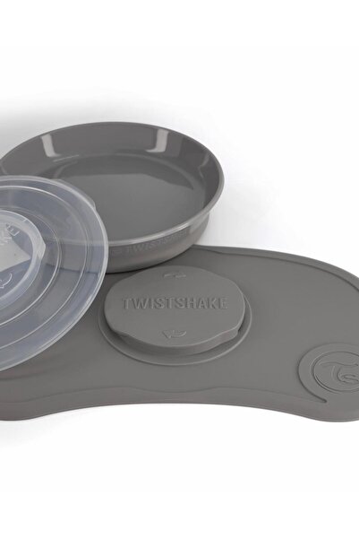 Twistshake Gray Vacuum Baby and Child Plate and Food Mat Set