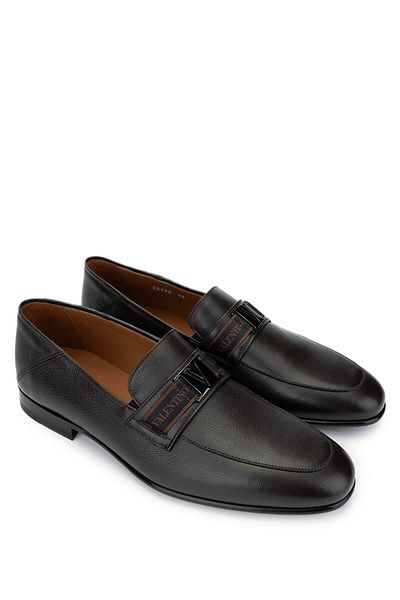 Valentino Men's Genuine Leather Brown Classic Shoes