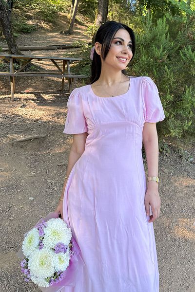 Seda Yalçın Atelier Pink Bust Gathered Dress